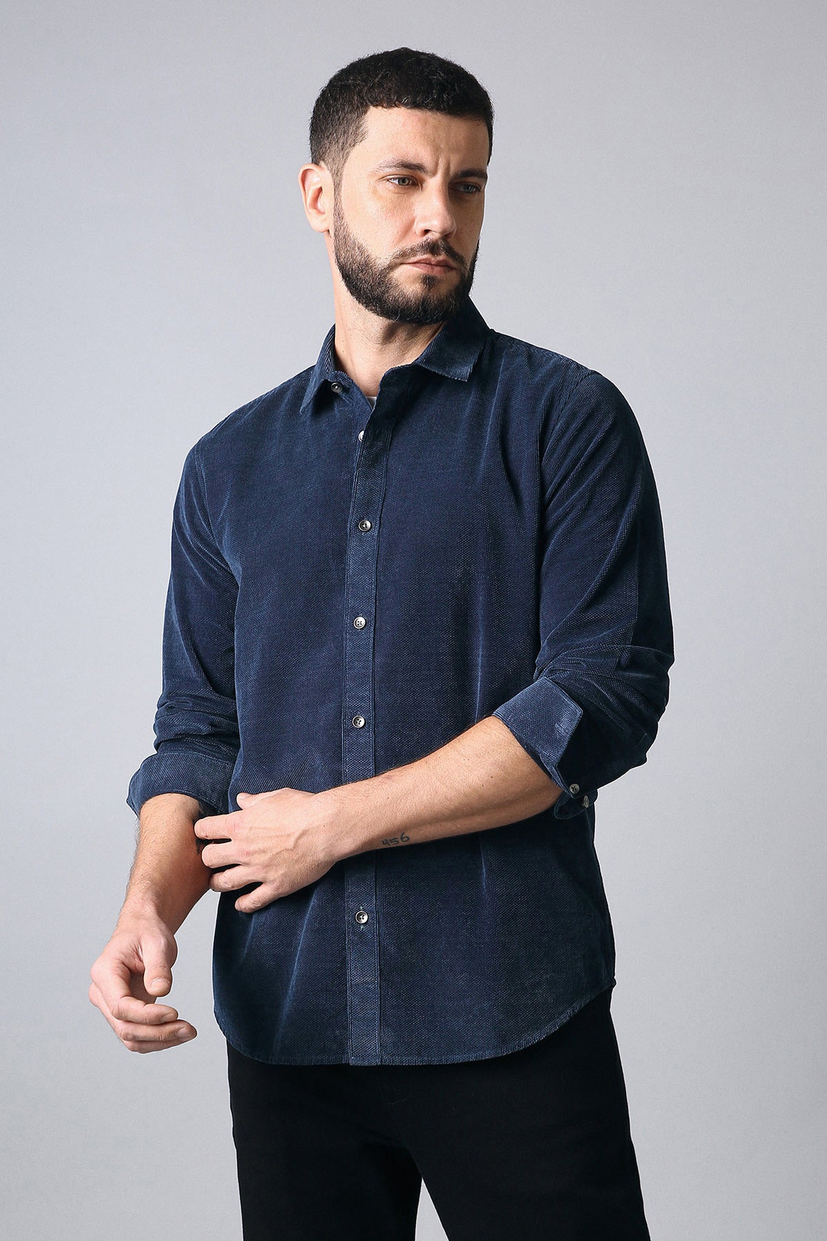 Premium Indigo Dobby Cotton Casual Shirt