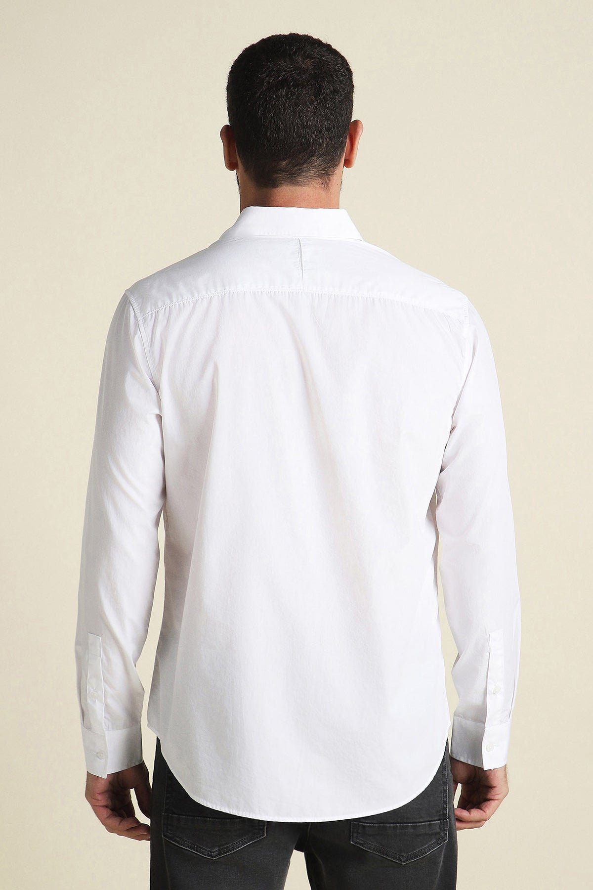 Men's White Compact Cotton Poplin Shirt