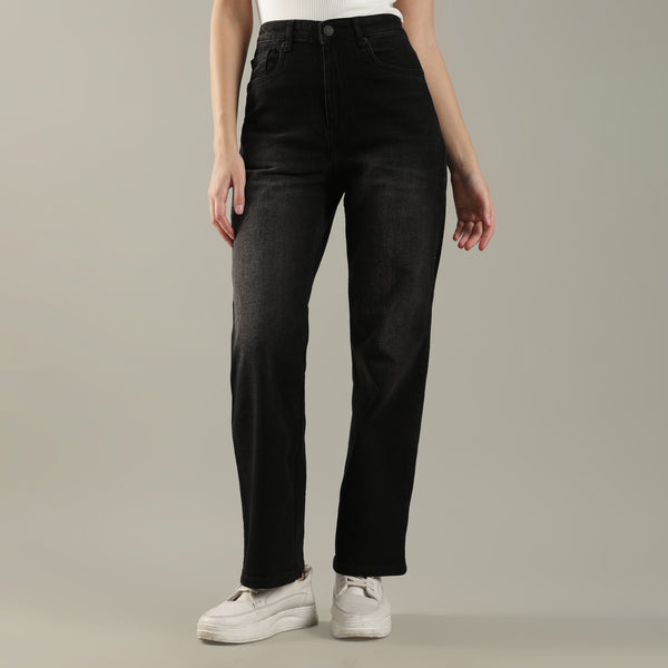 Women's Black Straight Fit Jeans