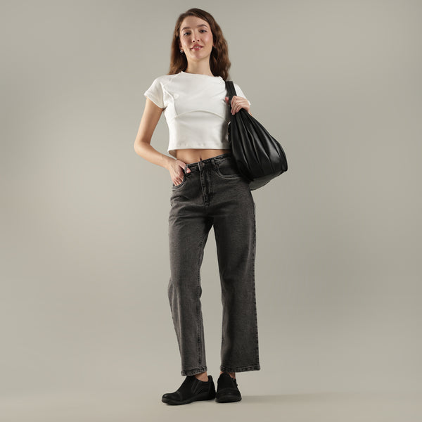 Women's Grey Relaxed Fit Jeans