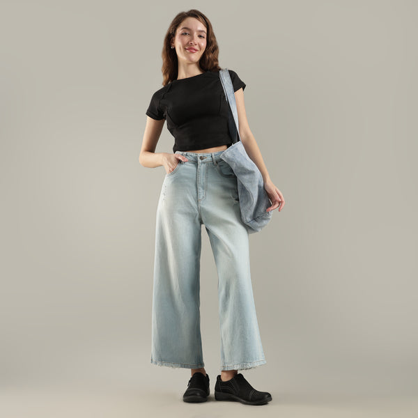 Women's Light Blue Wide Leg Jeans