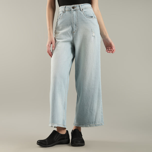 Women's Light Blue Wide Leg Jeans
