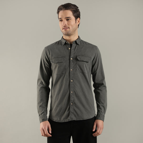 Grey Utility Pocket Shirt