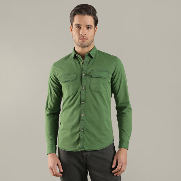 Green Utility Pocket Shirt