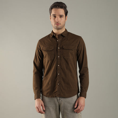 Brown Utility Pocket Shirt