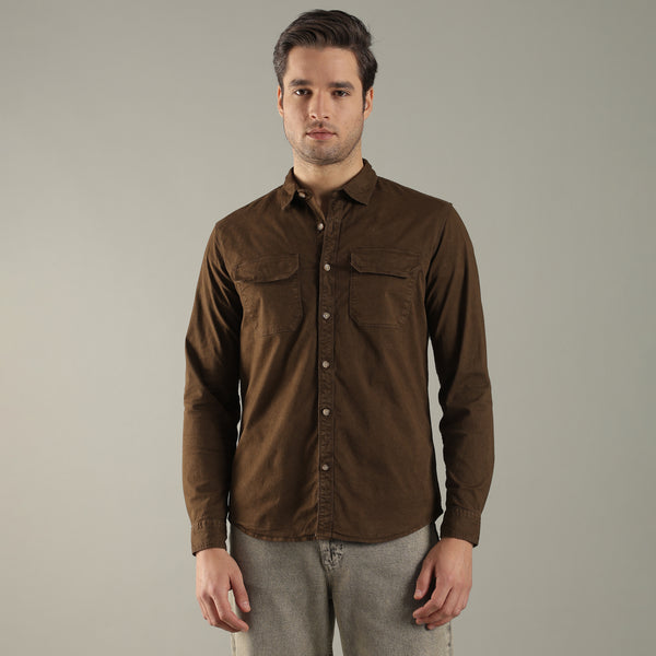 Brown Utility Pocket Shirt