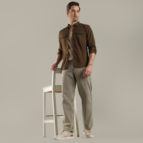 Brown Utility Pocket Shirt