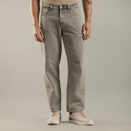 Beige Relaxed Fit Jeans