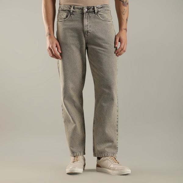 Beige Relaxed Fit Jeans