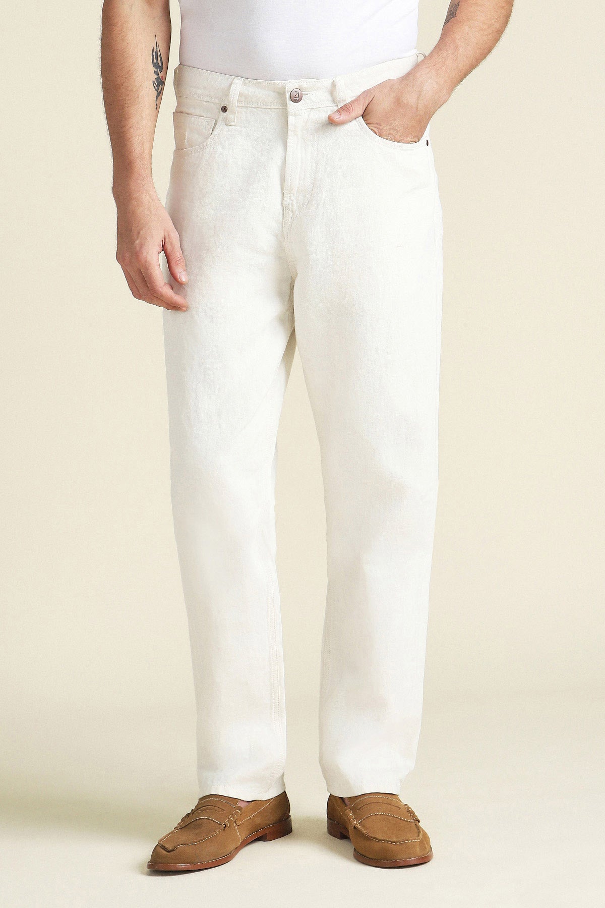 Relaxed-Fit Cotton-Linen Jeans