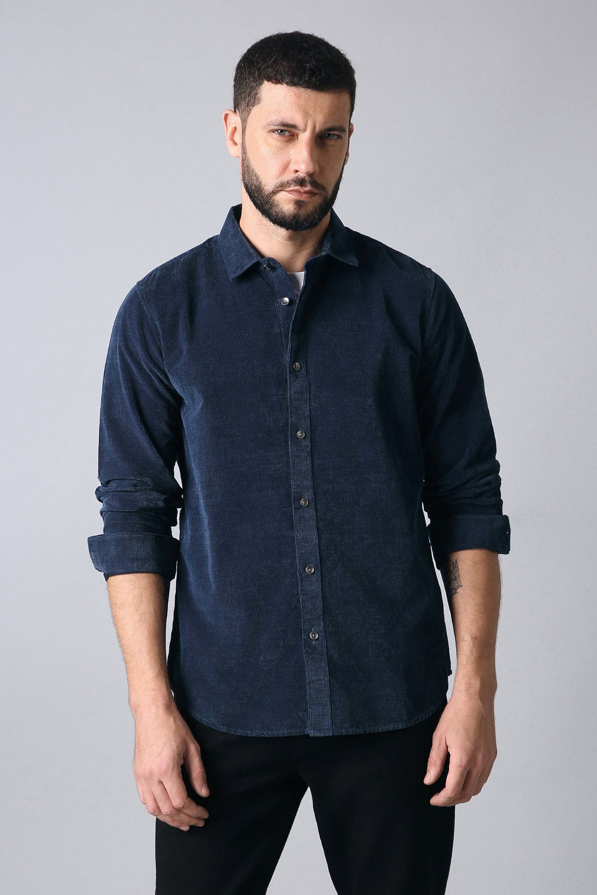 Premium Indigo Dobby Cotton Casual Shirt